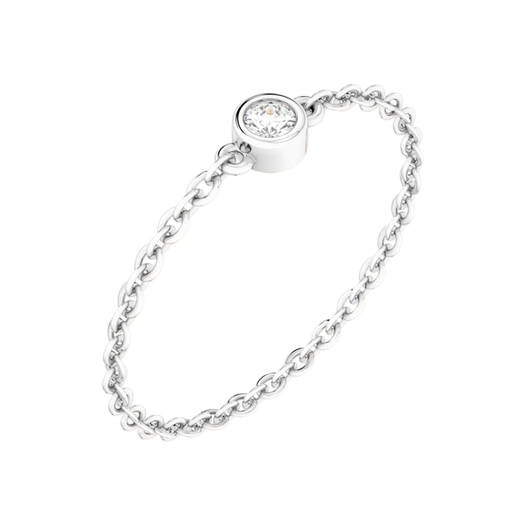 Minimalistický řetízkový prsten s diamantem 