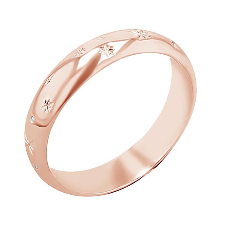 Snubní prsteny s ruční rytinou hvězd a diamanty Elia 116485