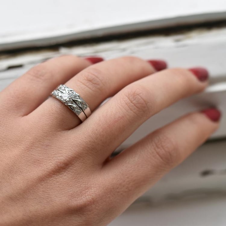 Set prstenů s round diamanty v bílém zlatě 4411