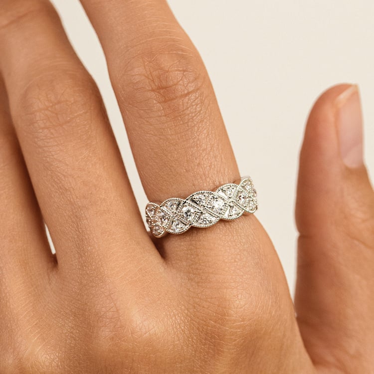 Stříbrný zdobený prsten s lab-grown diamanty Ruben 163090