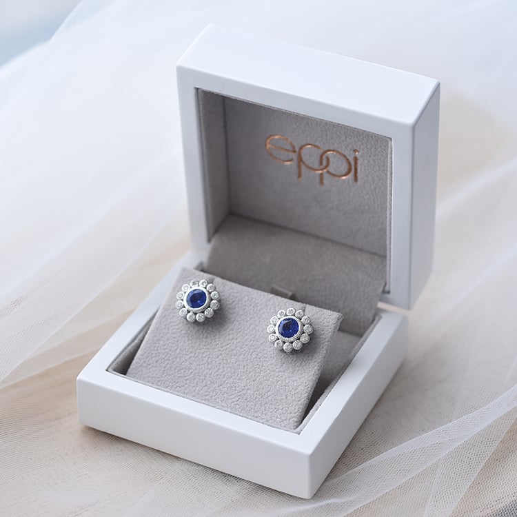 Náušnice květy s tanzanity 62111