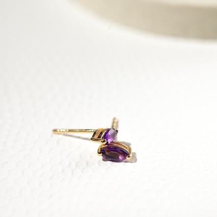 Minimalistické stříbrné náušnice s ametysty Andine