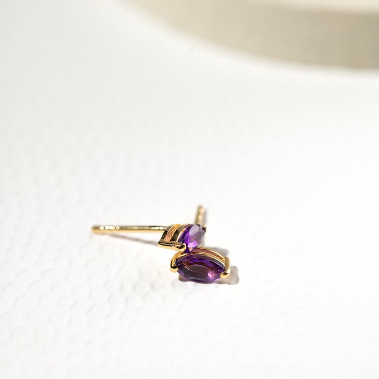 Minimalistické stříbrné náušnice s ametysty Andine 131399