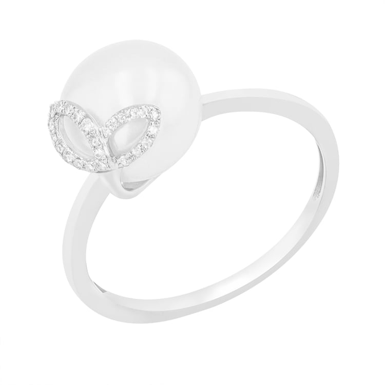 Perlový prsten z bílého zlata