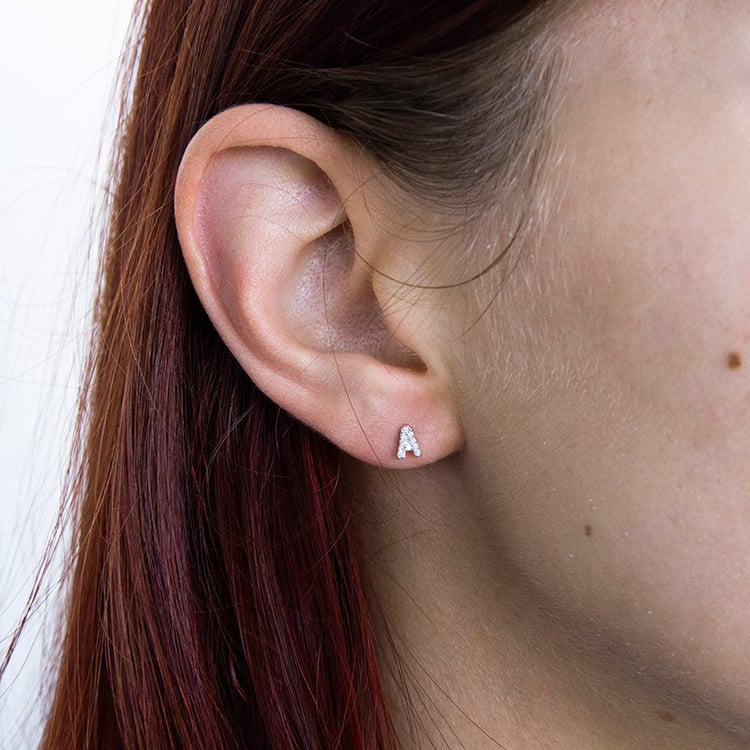 Lab-grown diamantové náušnice s volbou písmene Griff 110413