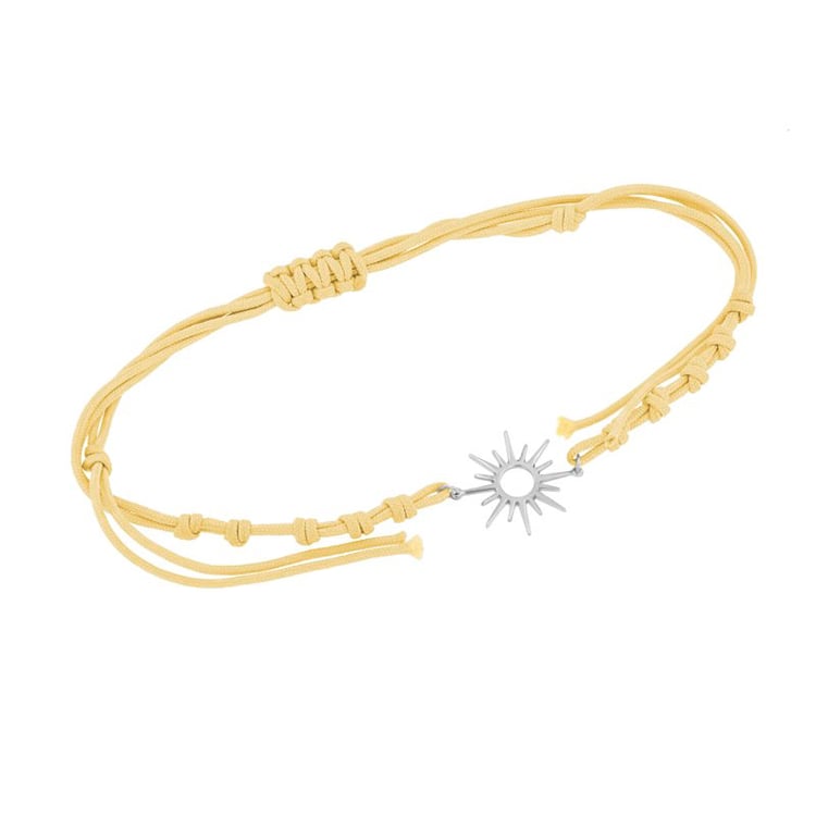 Stříbrný provázkový náramek se sluncem Sun 110396