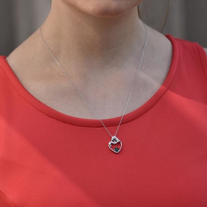 Přívěsek matka a dítě s diopsidem a diamantem Ella