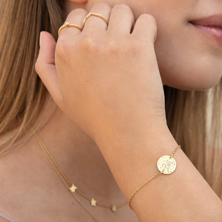 Náramek Malý princ s liškou a gravírem ze stříbra 122448