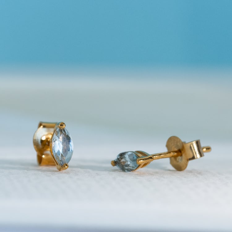 Minimalistické stříbrné náušnice s akvamaríny Andine 118756