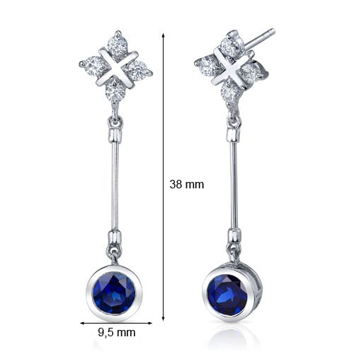 Visací stříbrné náušnice se safíry a zirkony Zeya 21142