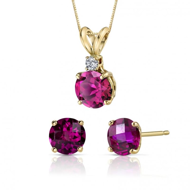 Kolekce šperků ze zlata s round rubíny Araqiel