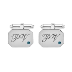Stříbrné manžetové knoflíčky s gravírem a modrými diamanty Valetta