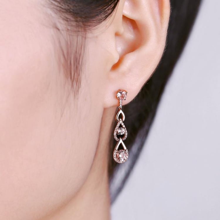 Visací zlaté náušnice s morganity 12702