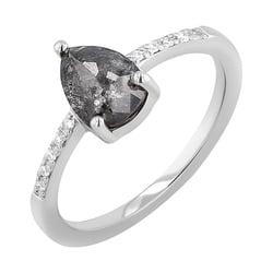 Zlatý prsten se salt and pepper diamantem a lab-grown diamanty Padma