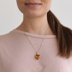 Citrínový přívěsek s turmalínem a diamanty Ienje