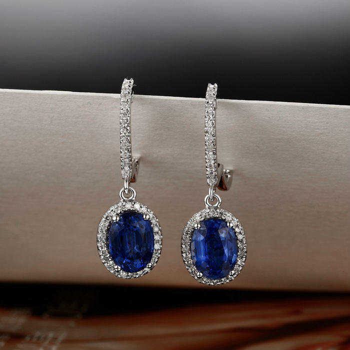 Diamantové náušnice s kianity 2116