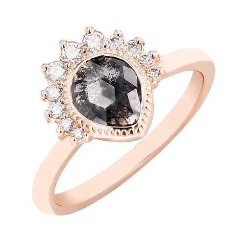 Prsten s pear salt and pepper diamantem a lab-grown diamanty Elysia