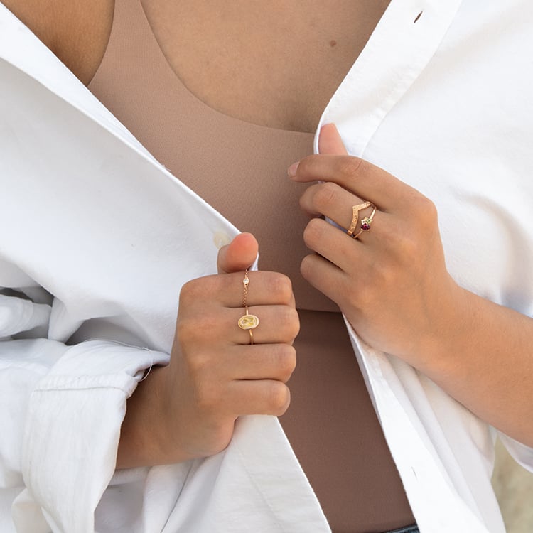 Cluster prsten s rhodolit granátem, safírem, morganitem a olivínem Bluma 122443