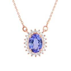 Africký tanzanit s diamanty v náhrdelníku Laina