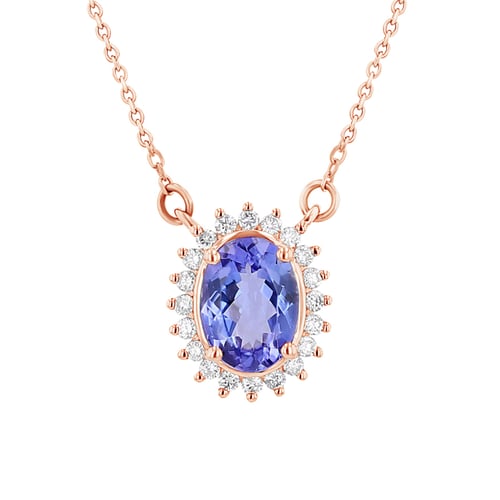 Africký tanzanit s diamanty v náhrdelníku Laina