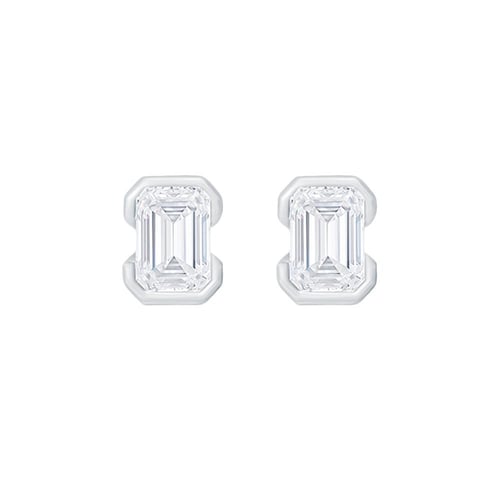 Minimalistické zlaté peckové náušnice s emerald diamantem Agata