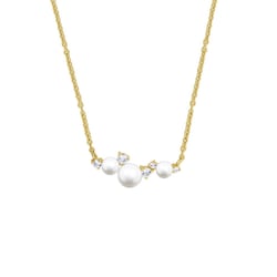 Stříbrný perlový náhrdelník s bílými topazy Tahira