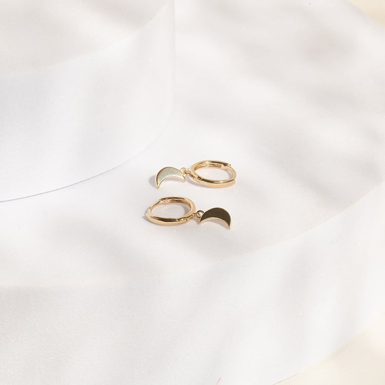 Stříbrné kruhové náušnice s měsíčky Aibek 142876