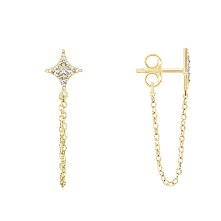 Visací náušnice se syntetickými diamanty ze zlata 90878