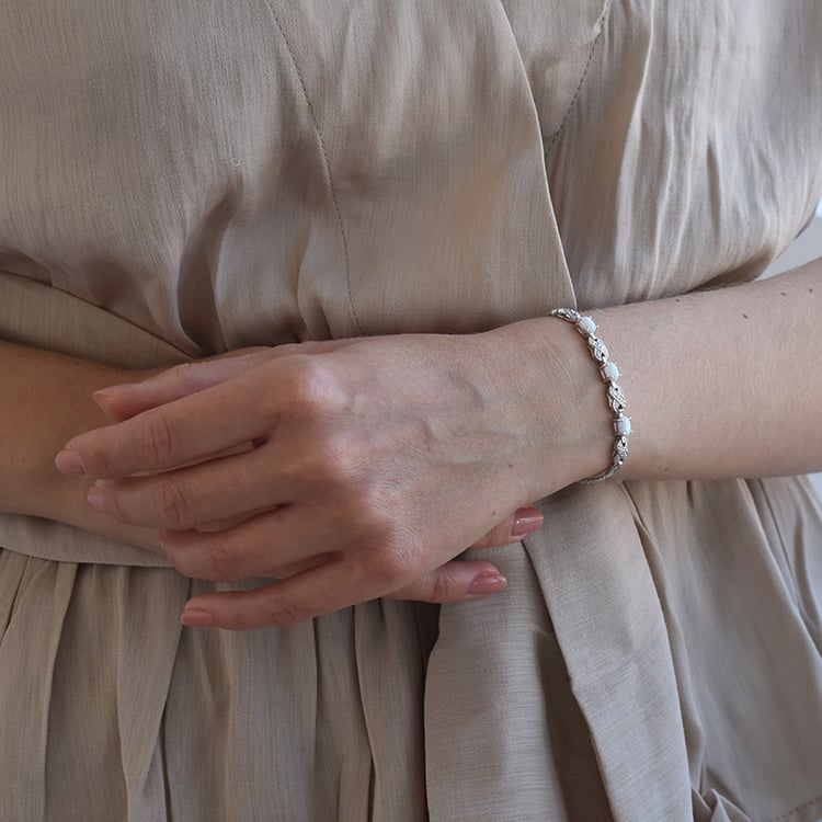 Opálový náramek stříbrný 71511