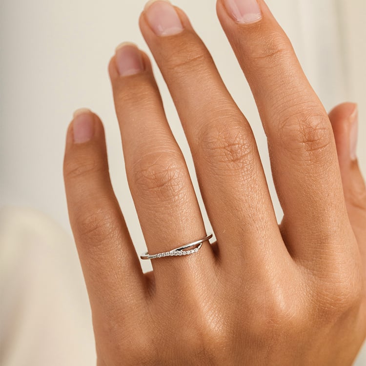 Atypický prsten ze stříbra s lab-grown diamanty Terje 163021