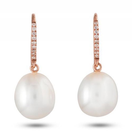 Náušnice s perlou a diamanty Vanaja