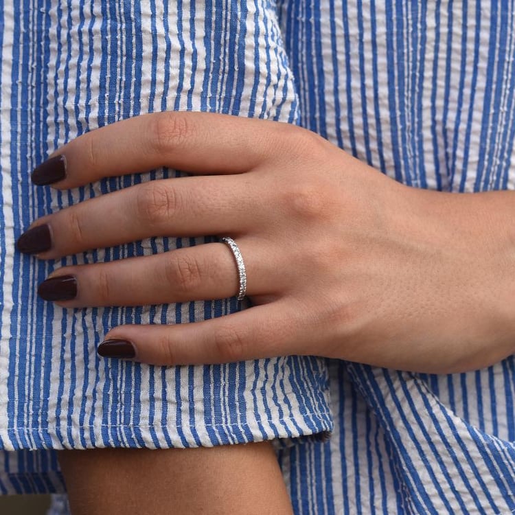 Eternity prsten s moissanity a pánský půlkulatý snubní prsten Lowum 105392