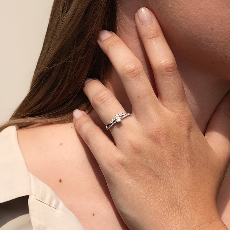 Vykrojený prsten s round, pear a marquise lab-grown diamanty Craig 142476