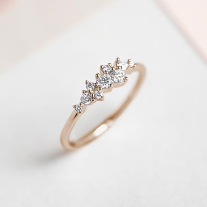 Cluster prsten ze zlata v oříškové barvě s lab-grown diamanty Isolde