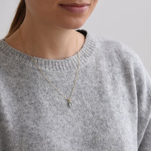 Zlatý přívěsek s akvamarínem a diamanty Deandra