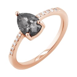 Zlatý prsten se salt and pepper diamantem a lab-grown diamanty Padma