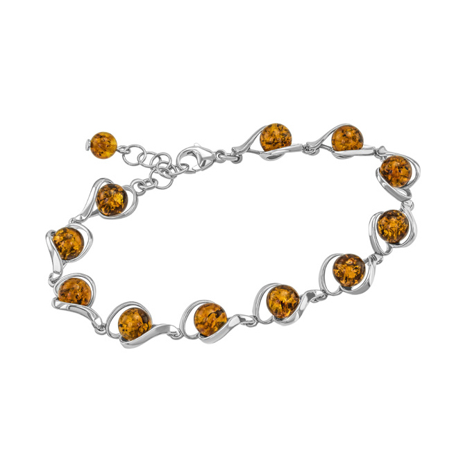 Očarujíci jantarový náramek ze stříbra Kamea