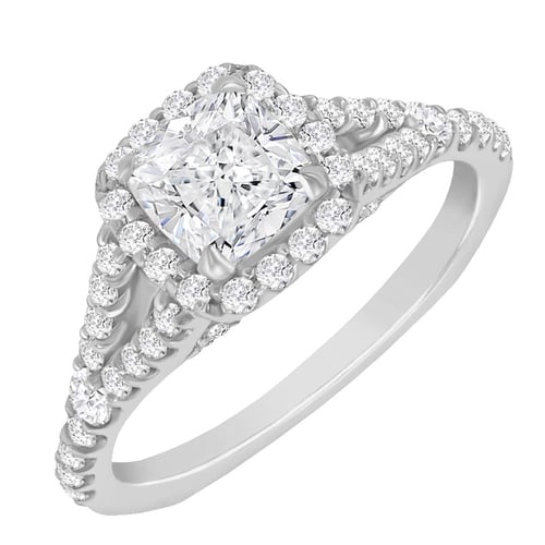 Zásnubní halo prsten plný diamantů Malana