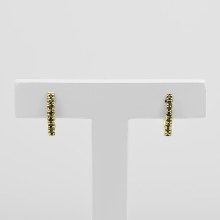 Černé diamanty v kruhových náušnicích ze zlata 51063