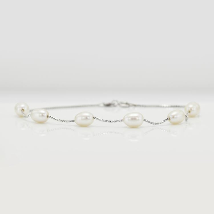 Perlový stříbrný náramek 15309