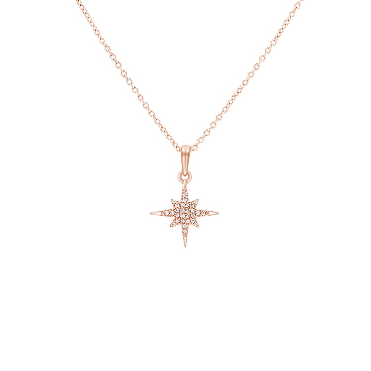 Náhrdelník ve tvaru diamantové hvězdy z růžového zlata 80559