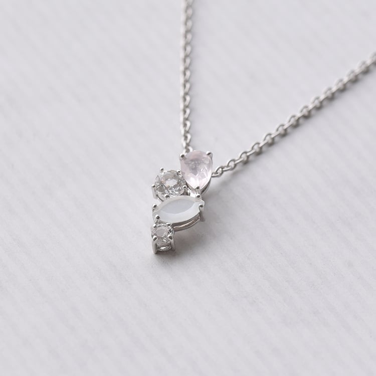 Stříbrný přívěsek s měsíčním kamenem, růženínem a topazy 72691