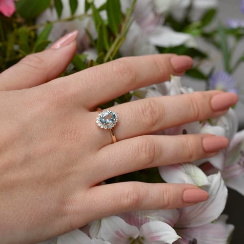 Akvamarínový prsten s diamanty Sajani