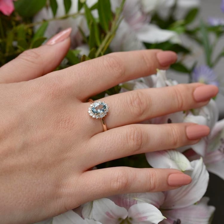 Akvamarínový prsten s diamanty Sajani 106875