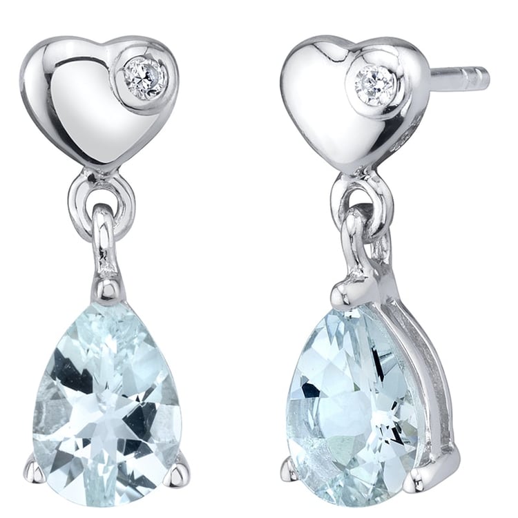Stříbrné akvamarínové náušnice se srdíčkem Jakes