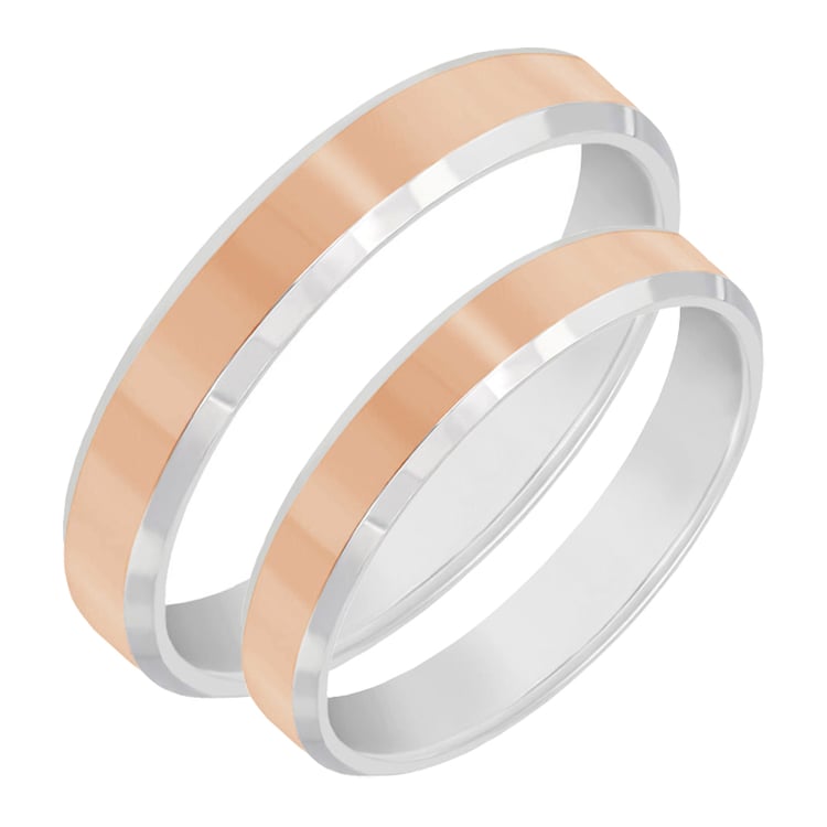 Prsteny z kombinovaného zlata se zkosenými hranami 88050