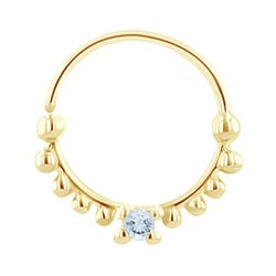 Zlatý septum piercing s akvamarínem Arla