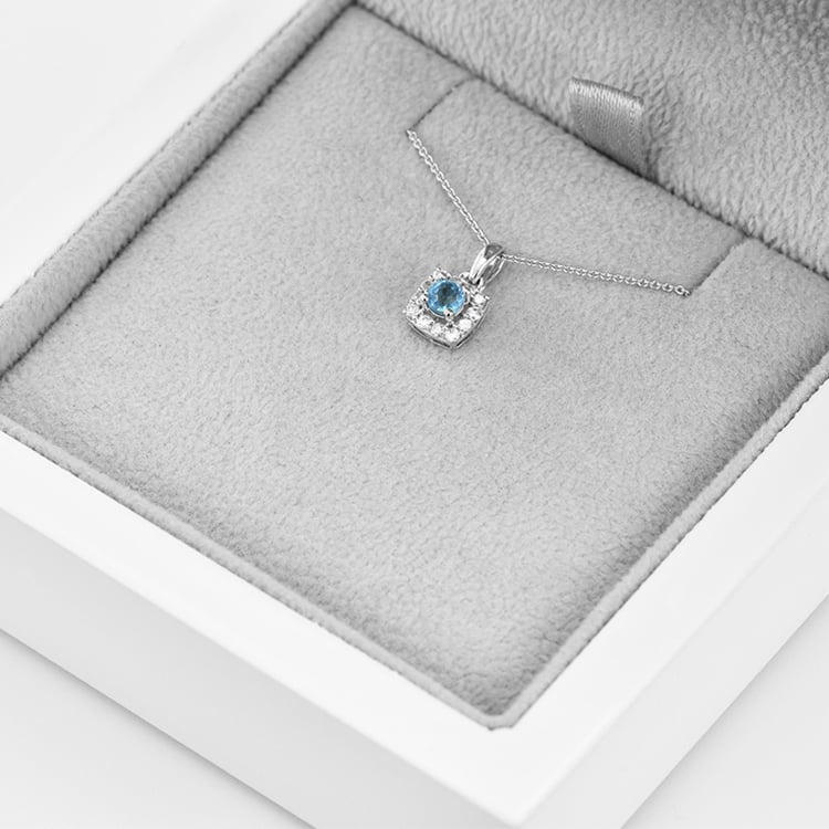 Stříbrný akvamarínový přívěsek s lab-grown diamanty Ketzia 104265