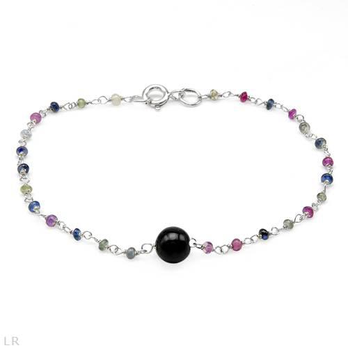 Stříbrný náramek se safíry