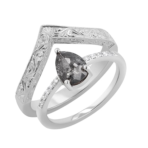 Set prstenů se salt and pepper diamantem a lab-grown diamanty Padma